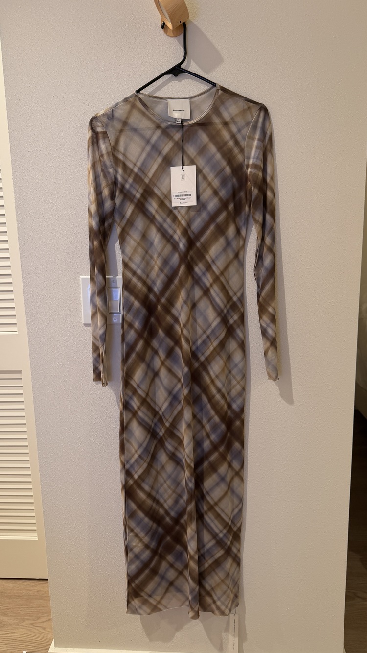 Reformation Rene Mesh Knit Dress Natural - Size S